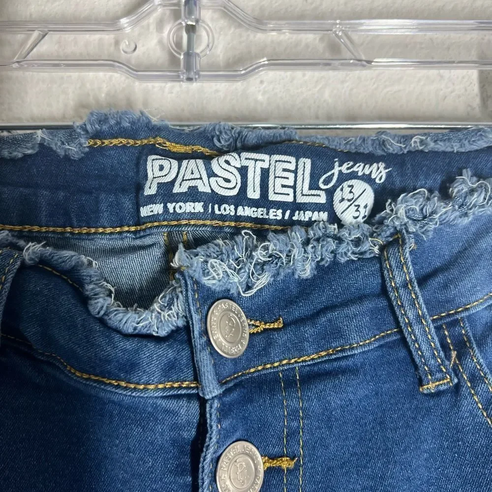 Pastel High Rise Medium Wash Ripped Skinny Jeans Size 13/31